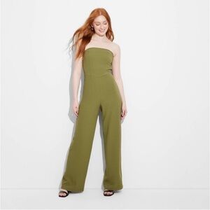 Wild Fable Olive Green Strapless Jumpsuit
